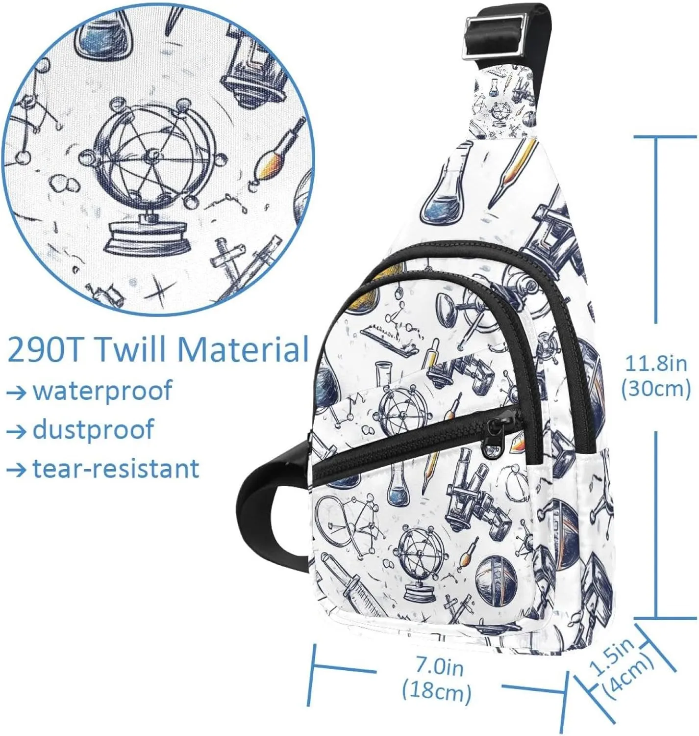 Small Sling Backpack Crossbody Sling Bag, Chest Bag Daypack, variety scientific education elements (1)