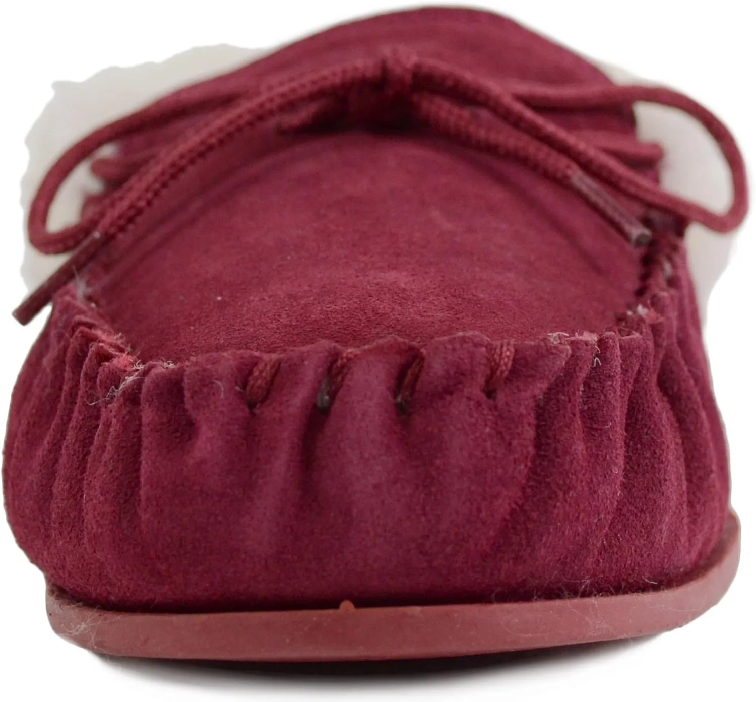 SNUGRUGS Womens Dark Brown Wool Lined Moccasin Slippers with Rubber Sole.