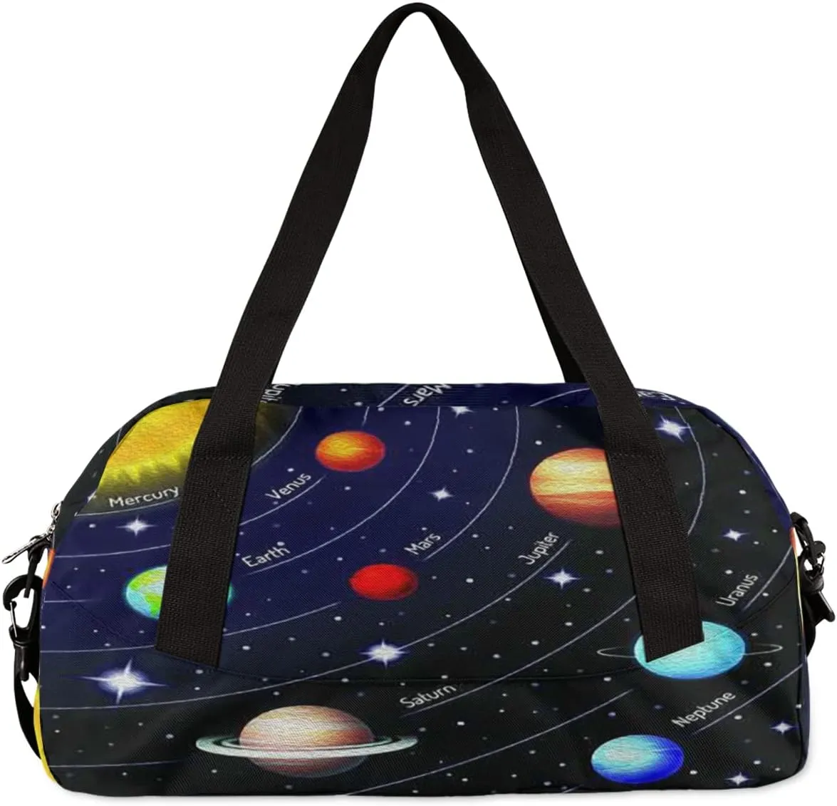 Solar System Kids Duffel Bag for Girls Boys Teens, Solar System Oil Painting Dance Bag Overnight Small Duffel Bag Carry On Weekend Sports Gym Travel Bag for School Practice Gymnastics Ballet