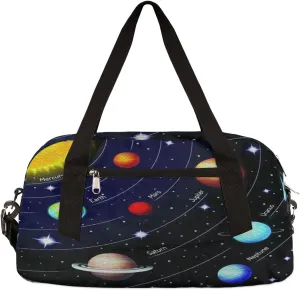 Solar System Kids Duffel Bag for Girls Boys Teens, Solar System Oil Painting Dance Bag Overnight Small Duffel Bag Carry On Weekend Sports Gym Travel Bag for School Practice Gymnastics Ballet