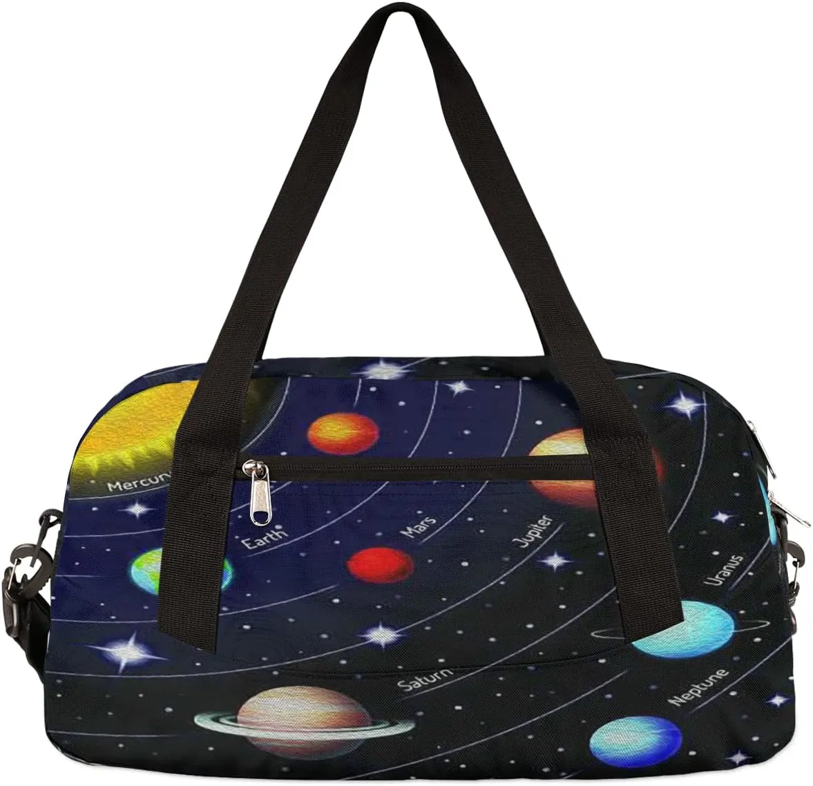 Solar System Kids Duffel Bag for Girls Boys Teens, Solar System Oil Painting Dance Bag Overnight Small Duffel Bag Carry On Weekend Sports Gym Travel Bag for School Practice Gymnastics Ballet
