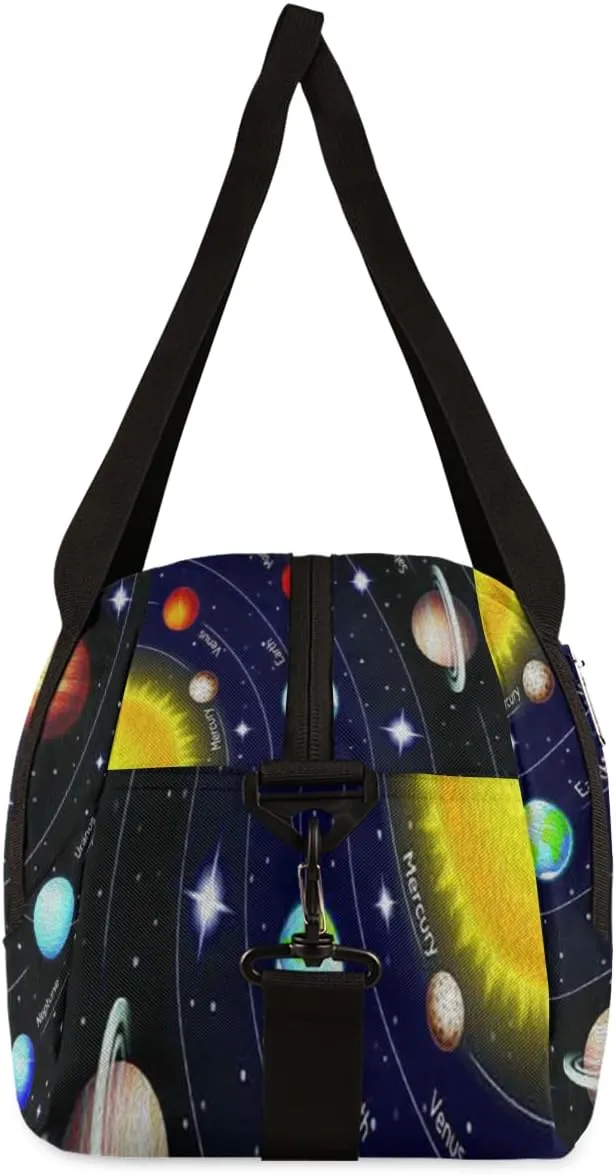 Solar System Kids Duffel Bag for Girls Boys Teens, Solar System Oil Painting Dance Bag Overnight Small Duffel Bag Carry On Weekend Sports Gym Travel Bag for School Practice Gymnastics Ballet