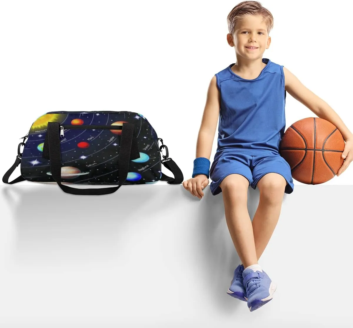 Solar System Kids Duffel Bag for Girls Boys Teens, Solar System Oil Painting Dance Bag Overnight Small Duffel Bag Carry On Weekend Sports Gym Travel Bag for School Practice Gymnastics Ballet