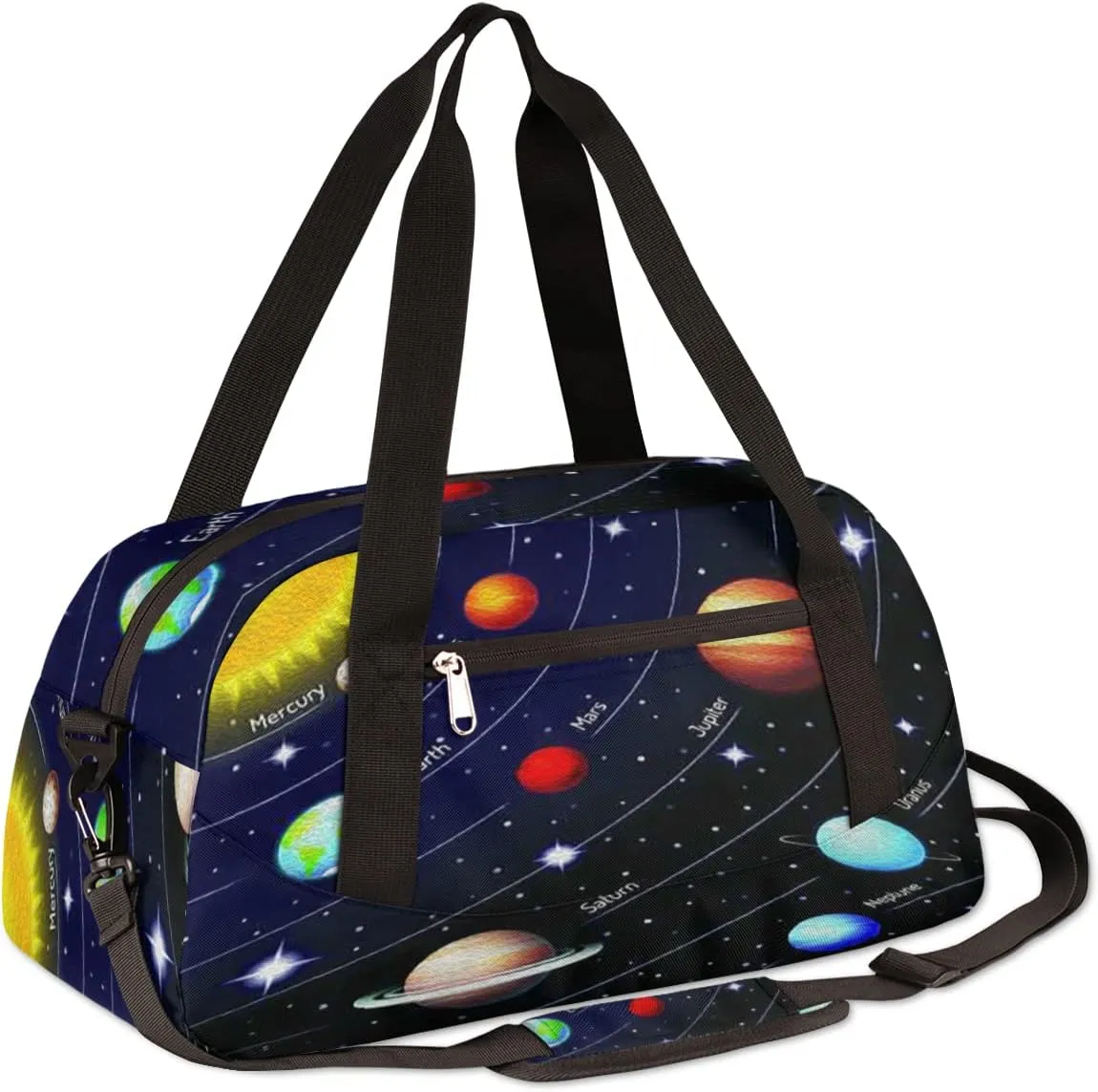 Solar System Kids Duffel Bag for Girls Boys Teens, Solar System Oil Painting Dance Bag Overnight Small Duffel Bag Carry On Weekend Sports Gym Travel Bag for School Practice Gymnastics Ballet
