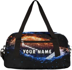Space Football Personalized Kids Duffel Bag for Girls Boys, Football Customized Name Dance Bag Overnight Small Duffel Bag Carry On Weekend Sports Gym Travel Bag for School Practice Gymnastics Ballet