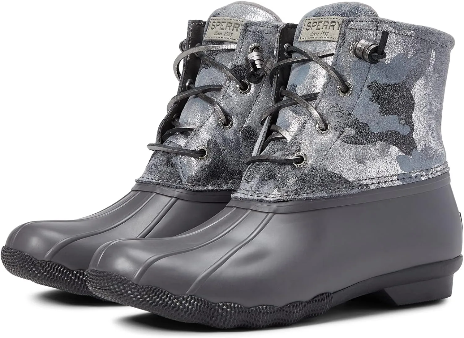 Sperry Women's Saltwater Boot, Metallic Camo Silver, 9.5 M US