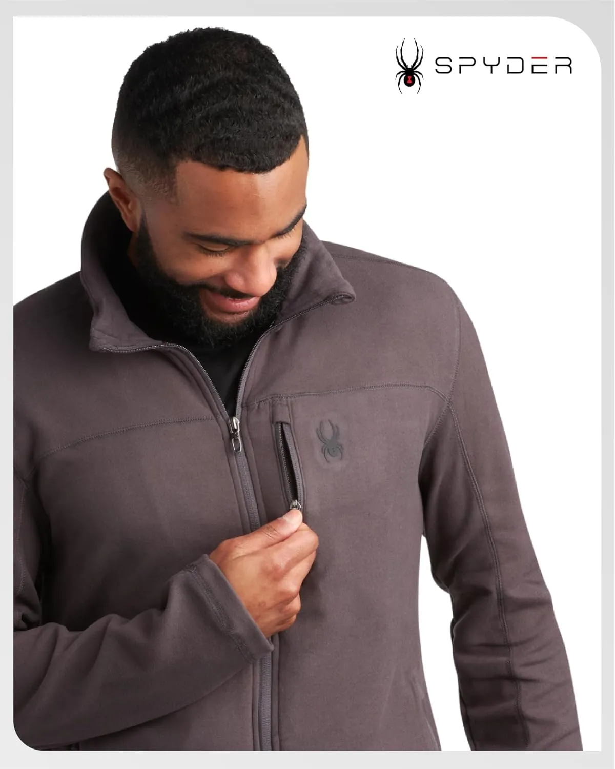 Spyder Mens Jacket - Polar Fleece Insulated Suede Light Jackets for Men - Lightweight Athletic Zip Up Jacket (Sizes: S-XL)