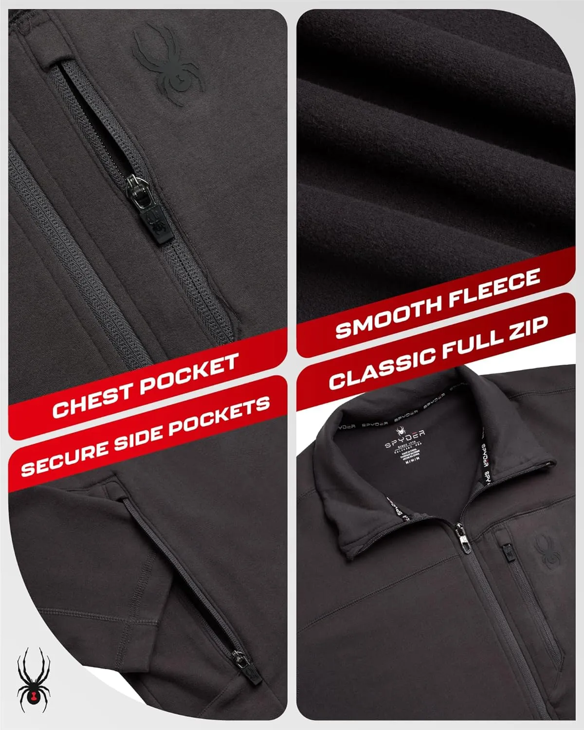 Spyder Mens Jacket - Polar Fleece Insulated Suede Light Jackets for Men - Lightweight Athletic Zip Up Jacket (Sizes: S-XL)
