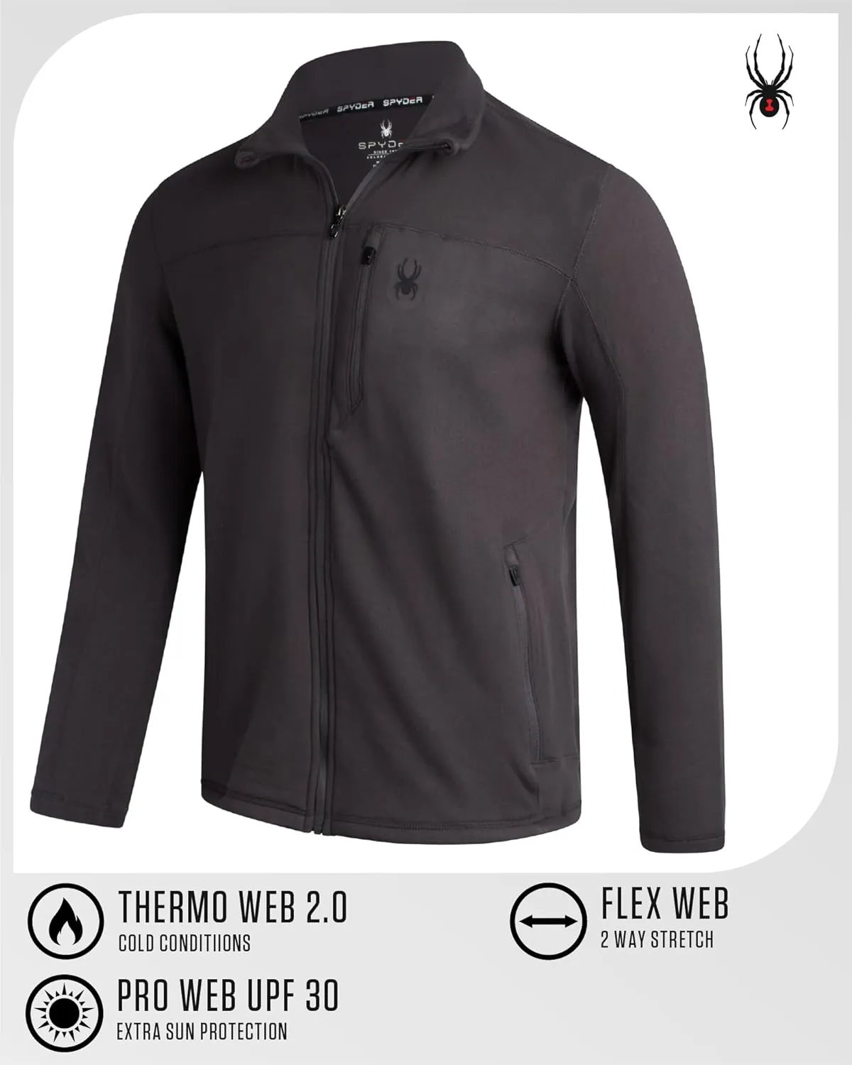 Spyder Mens Jacket - Polar Fleece Insulated Suede Light Jackets for Men - Lightweight Athletic Zip Up Jacket (Sizes: S-XL)