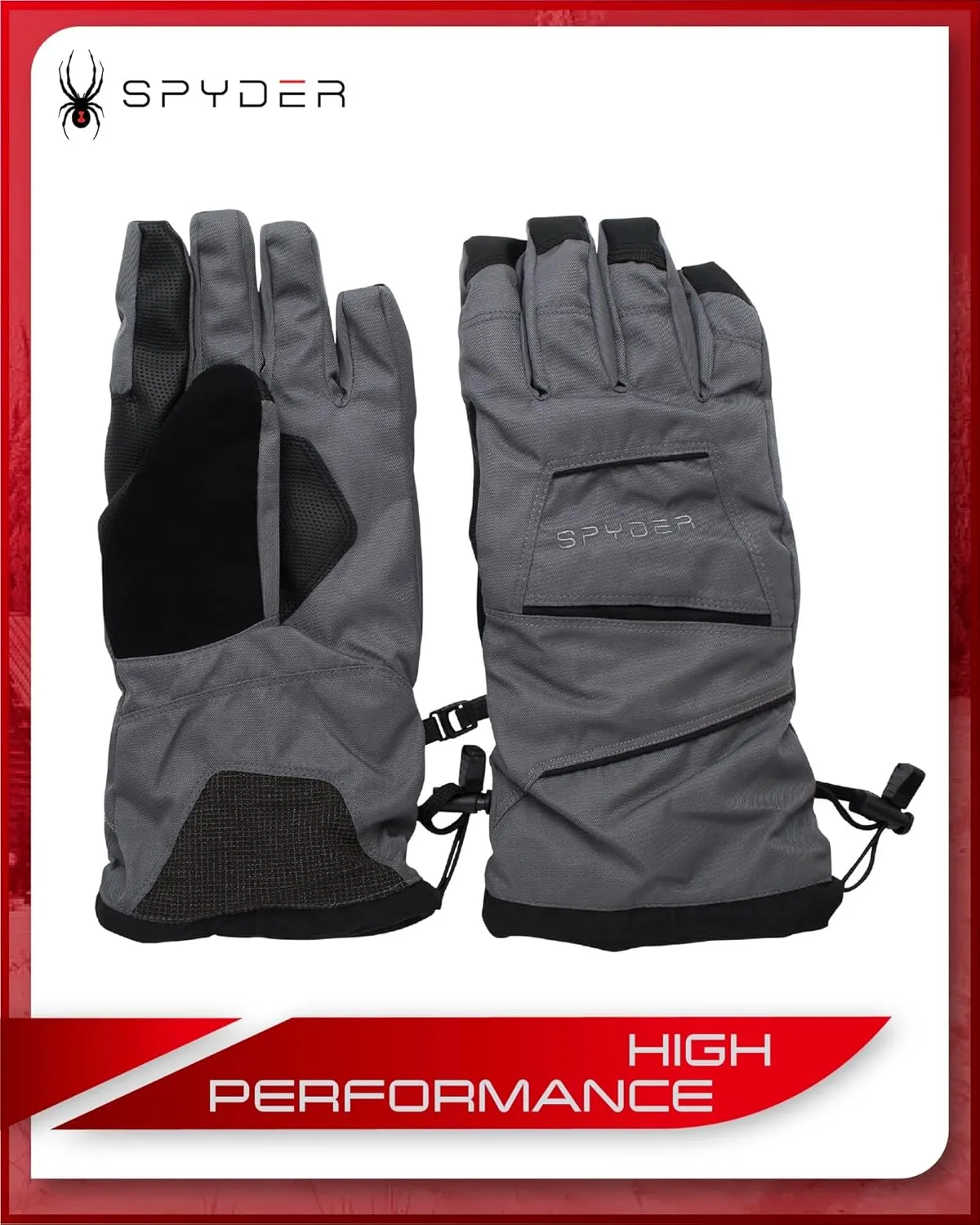 Spyder Men's Ski Gloves - Super Soft Mountain Ski Insulated Gloves for Men - Men's Winter Gloves & Hand Warmers (M-XL)