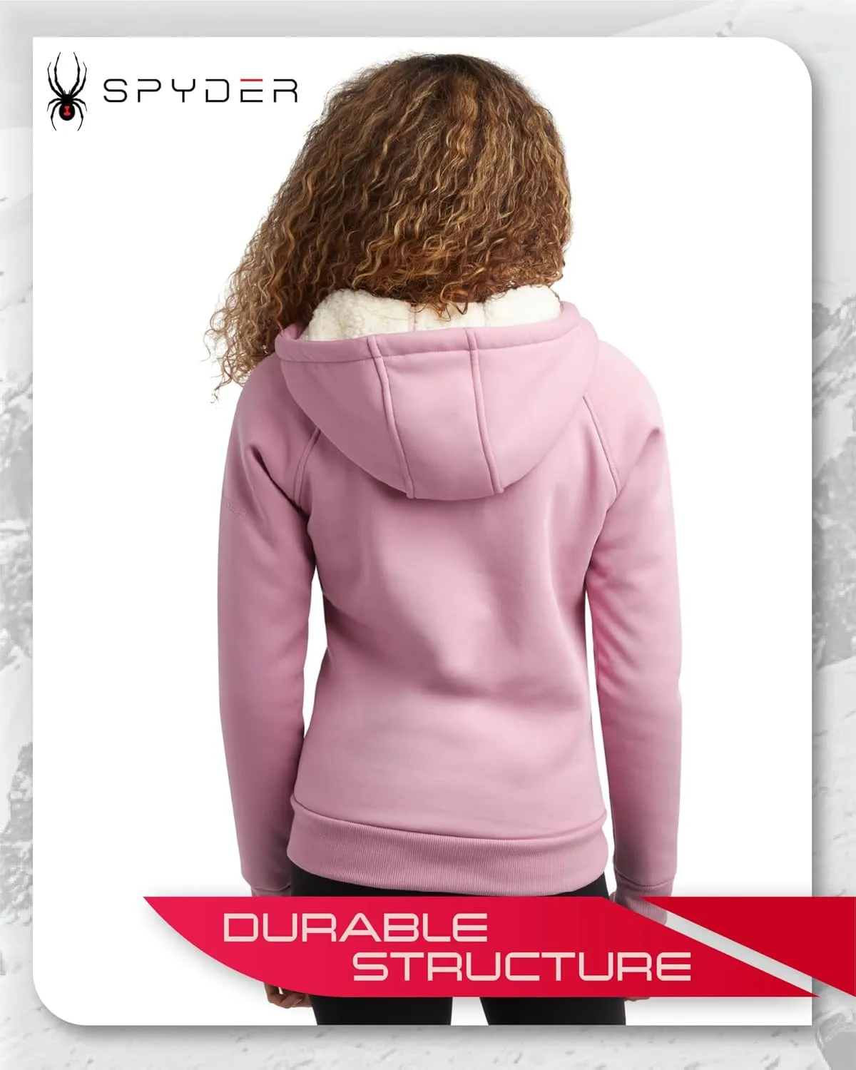 Spyder Women’s Sherpa Lined Hoodie Sweatshirt - Heavyweight Wind-Resistant Fleece Zip Up Sweatshirts for Women (Sizes: S-XL)