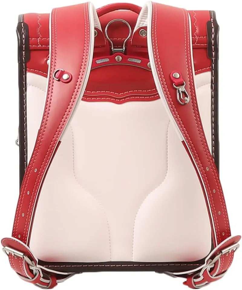 Star-Wind Randoseru backpack automatic school bag boys girls PU leather light weight Rain Cover, Red