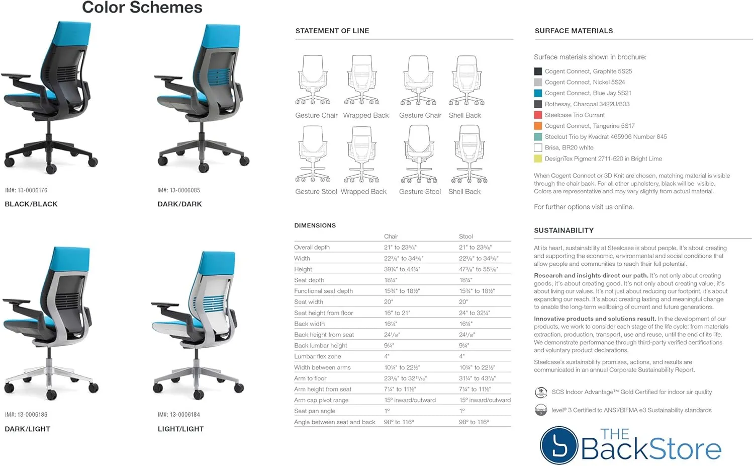 Steelcase Gesture Office Desk Chair with Headrest in Elmosoft Genuine Chamois L144 Leather Plus Lumbar Support Platinum Metallic Frame with Seagull Seat/Back Merle Arms (Light/Light)
