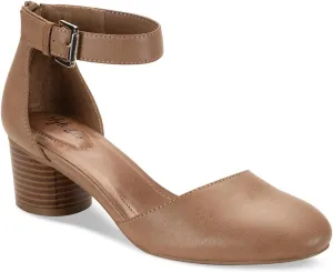 Style & Co. Womens Alinaa Faux Leather Block Heels Tan 10 Medium (B,M), Biscuit Smooth