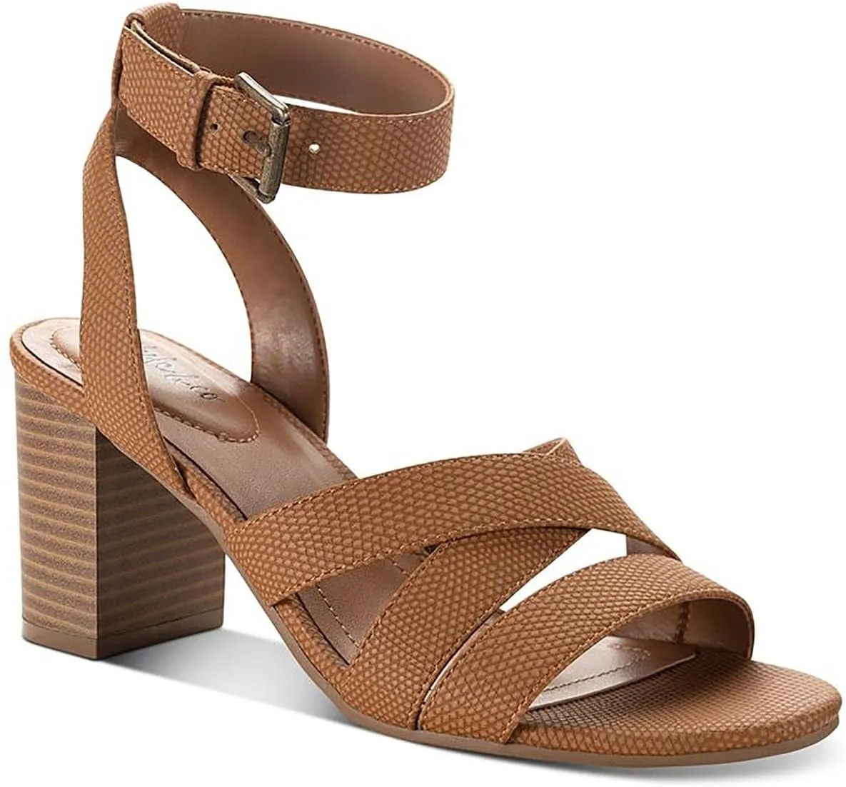 Style & Co. Womens Sabinaa Faux Leather Strappy Block Heels Tan 11 Medium (B,M)