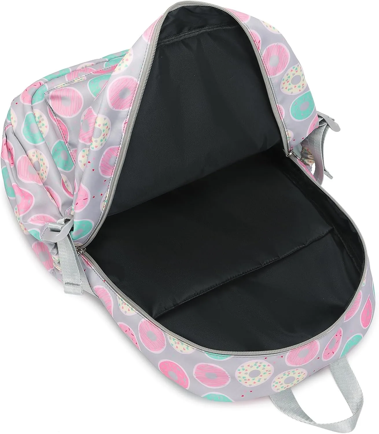 Sugaroom Backpack for Girls Backpack with Lunch Box Kids Backpack School Bags Primary Elementary Bookbags for Teen Girls (Donut-gray)