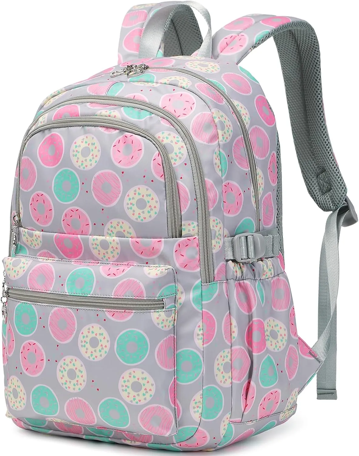 Sugaroom Backpack for Girls Backpack with Lunch Box Kids Backpack School Bags Primary Elementary Bookbags for Teen Girls (Donut-gray)