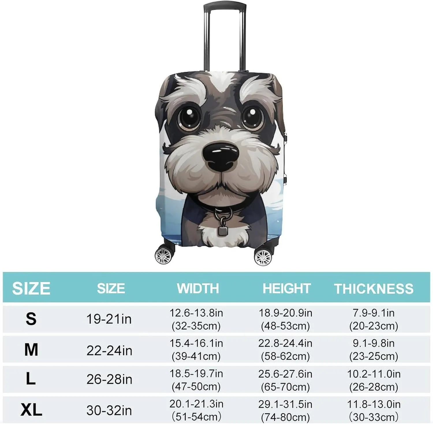 Suitcase Covers for Luggage Adorable Schnauzer Fashion Luggage Cover Washable Protector Waterproof Suitcase Cover Anti-scratch Travel Suitcases Covers Case for 19-32 Inch Luggages S