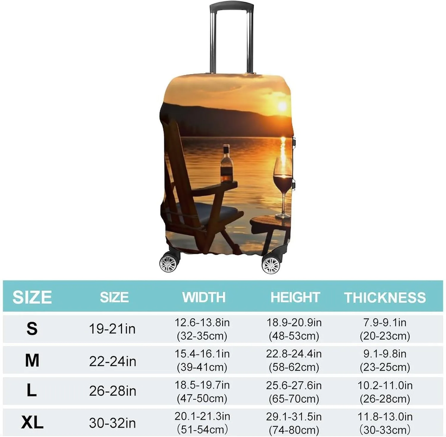 Suitcase Covers for Luggage Chair And Wine at Sunset Lake Fashion Luggage Cover Washable Protector Waterproof Suitcase Cover Anti-scratch Travel Suitcases Covers Case for 19-32 Inch Luggages L
