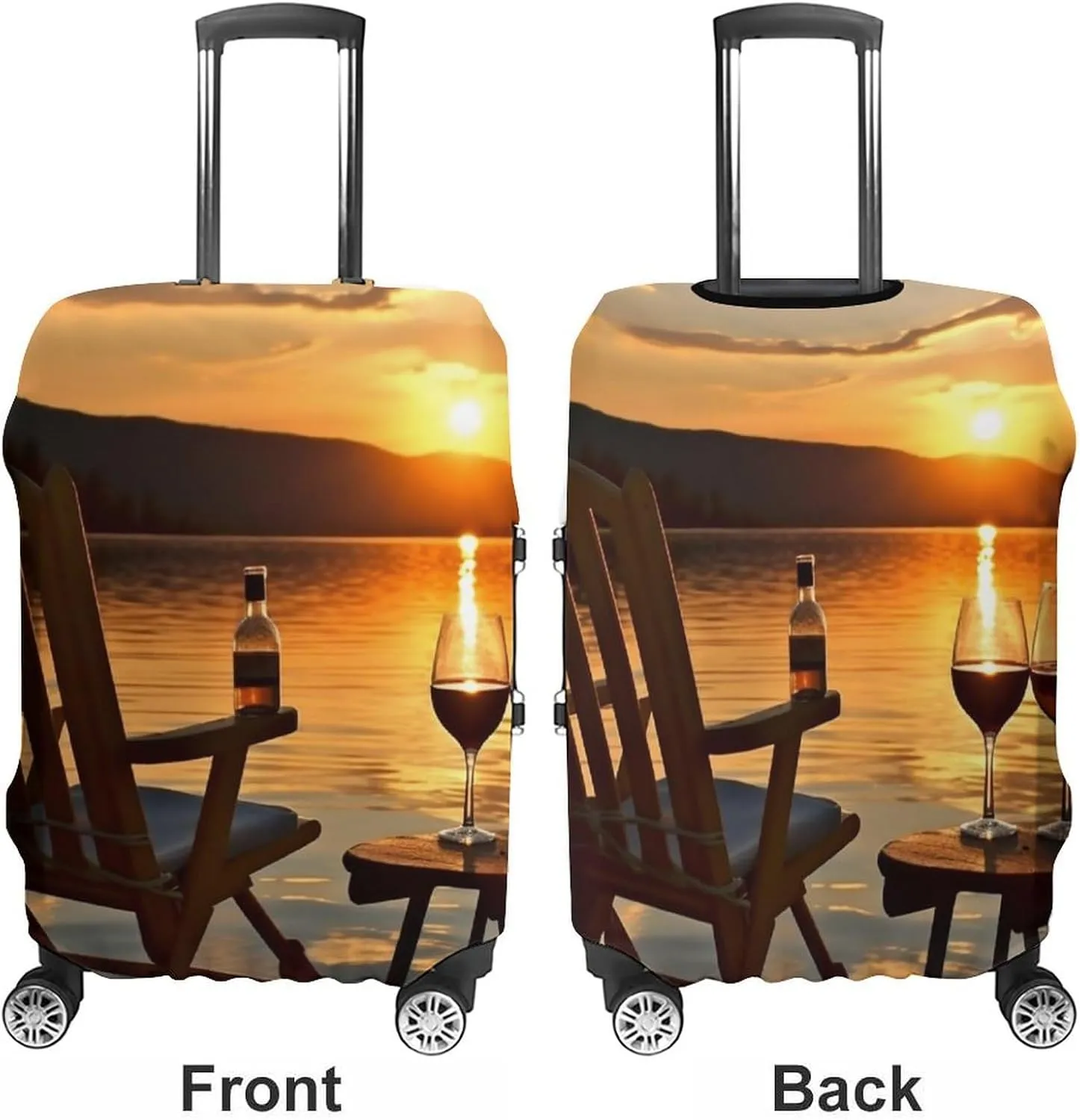 Suitcase Covers for Luggage Chair And Wine at Sunset Lake Fashion Luggage Cover Washable Protector Waterproof Suitcase Cover Anti-scratch Travel Suitcases Covers Case for 19-32 Inch Luggages L