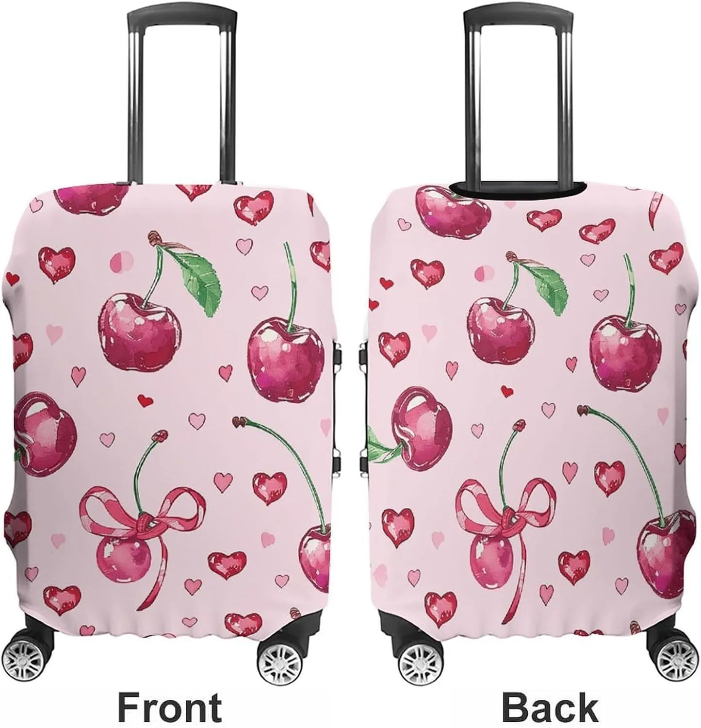 Suitcase Covers for Luggage Cherry And Heart Shape Fashion Luggage Cover Washable Protector Waterproof Suitcase Cover Anti-scratch Travel Suitcases Covers Case for 19-32 Inch Luggages L