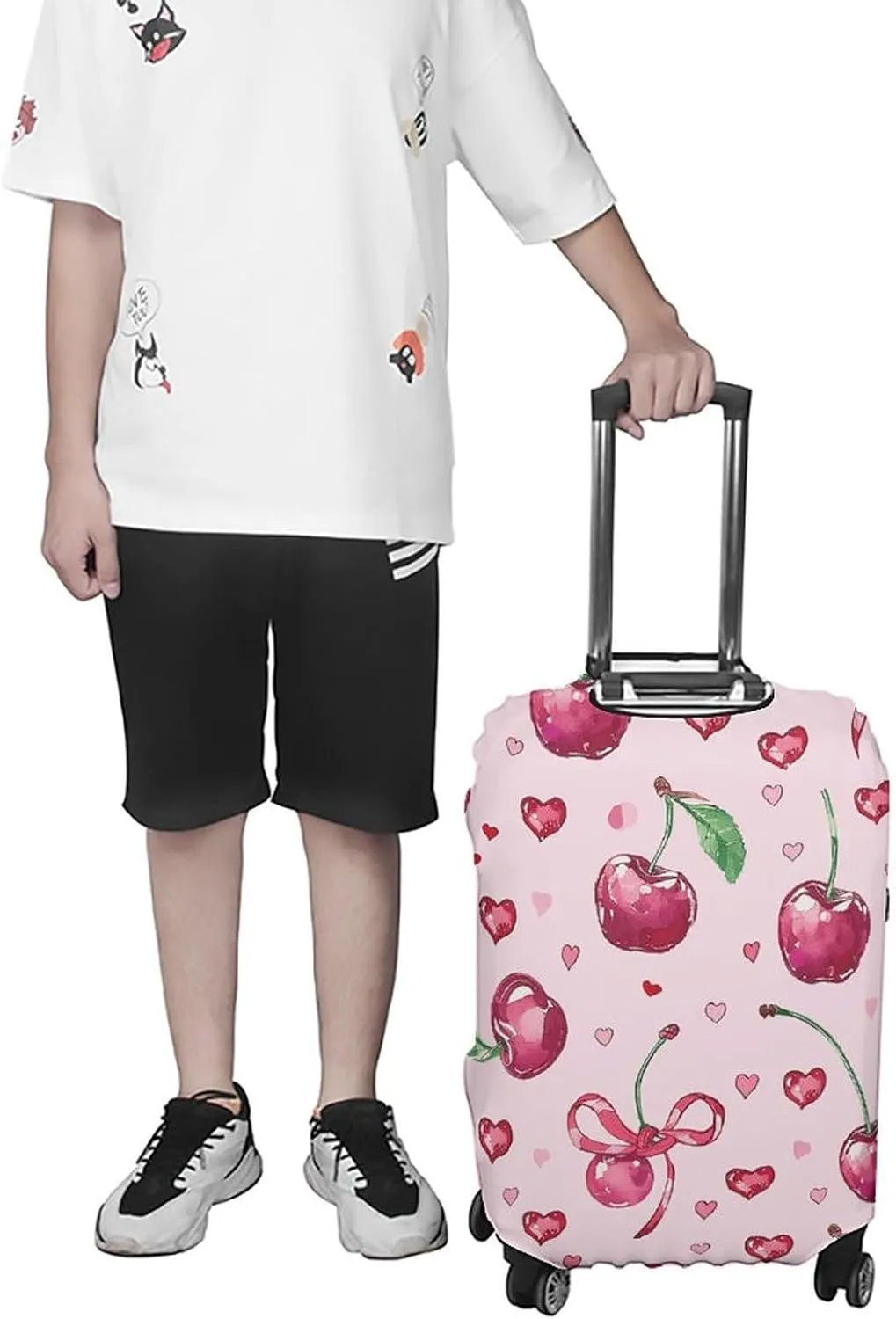 Suitcase Covers for Luggage Cherry And Heart Shape Fashion Luggage Cover Washable Protector Waterproof Suitcase Cover Anti-scratch Travel Suitcases Covers Case for 19-32 Inch Luggages L