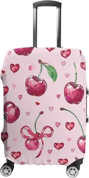 Suitcase Covers for Luggage Cherry And Heart Shape Fashion Luggage Cover Washable Protector Waterproof Suitcase Cover Anti-scratch Travel Suitcases Covers Case for 19-32 Inch Luggages L