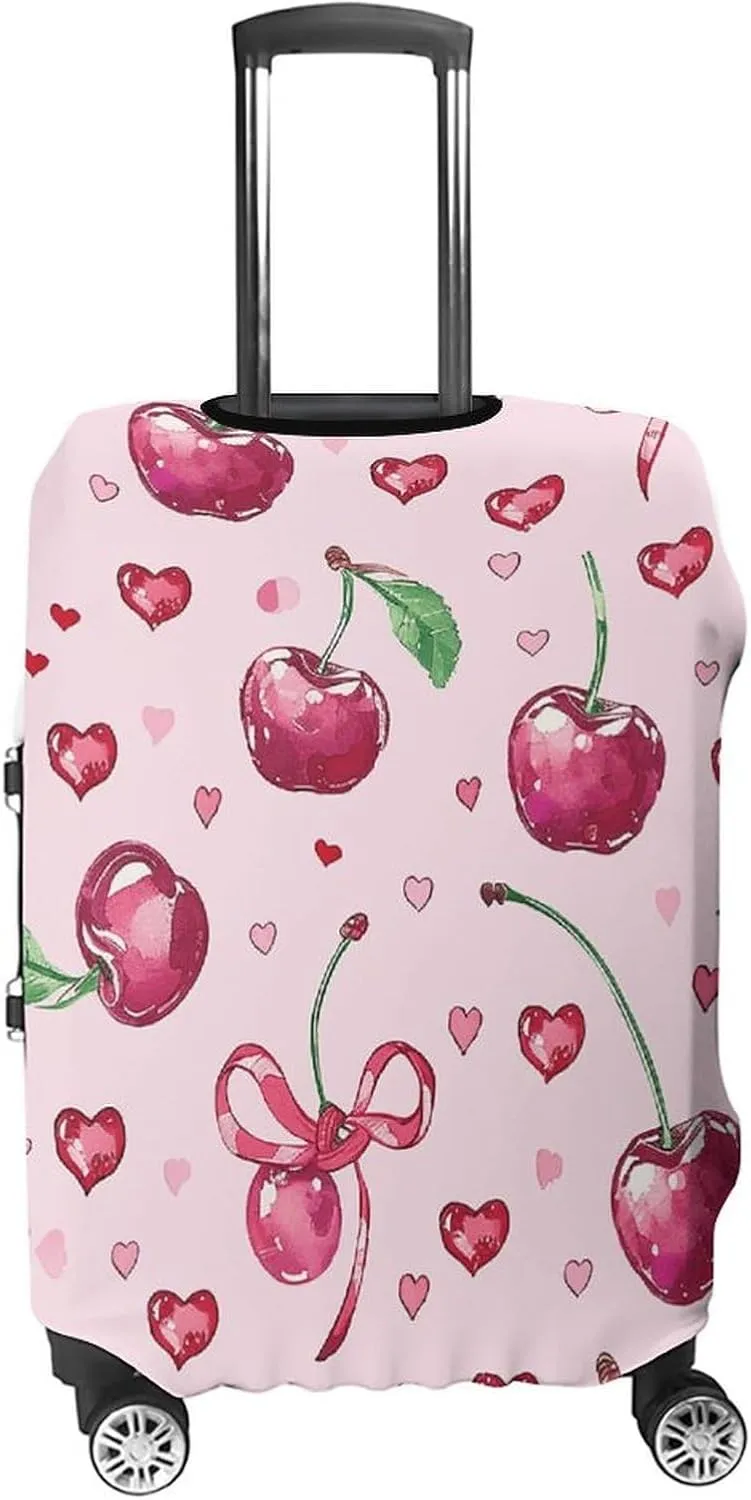 Suitcase Covers for Luggage Cherry And Heart Shape Fashion Luggage Cover Washable Protector Waterproof Suitcase Cover Anti-scratch Travel Suitcases Covers Case for 19-32 Inch Luggages L