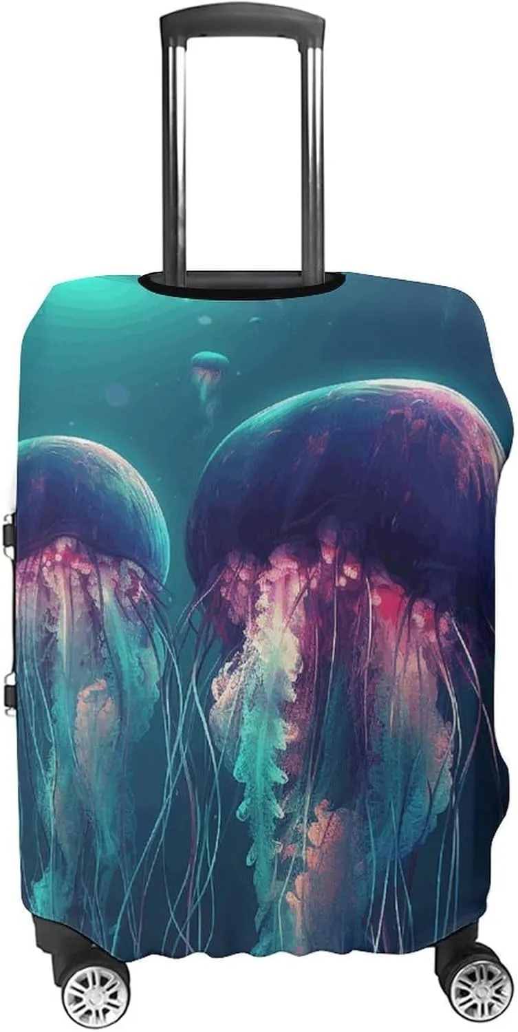 Suitcase Covers for Luggage Color Jellyfish Fashion Luggage Cover Washable Protector Waterproof Suitcase Cover Anti-scratch Travel Suitcases Covers Case for 19-32 Inch Luggages L