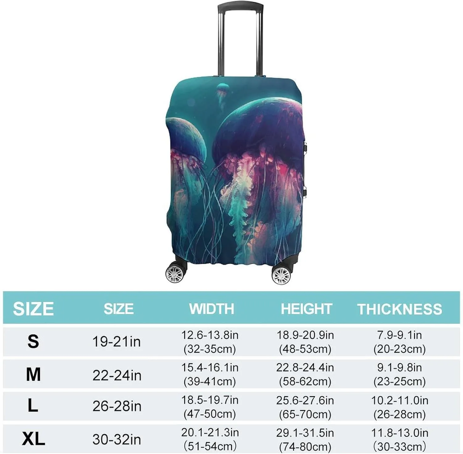 Suitcase Covers for Luggage Color Jellyfish Fashion Luggage Cover Washable Protector Waterproof Suitcase Cover Anti-scratch Travel Suitcases Covers Case for 19-32 Inch Luggages L