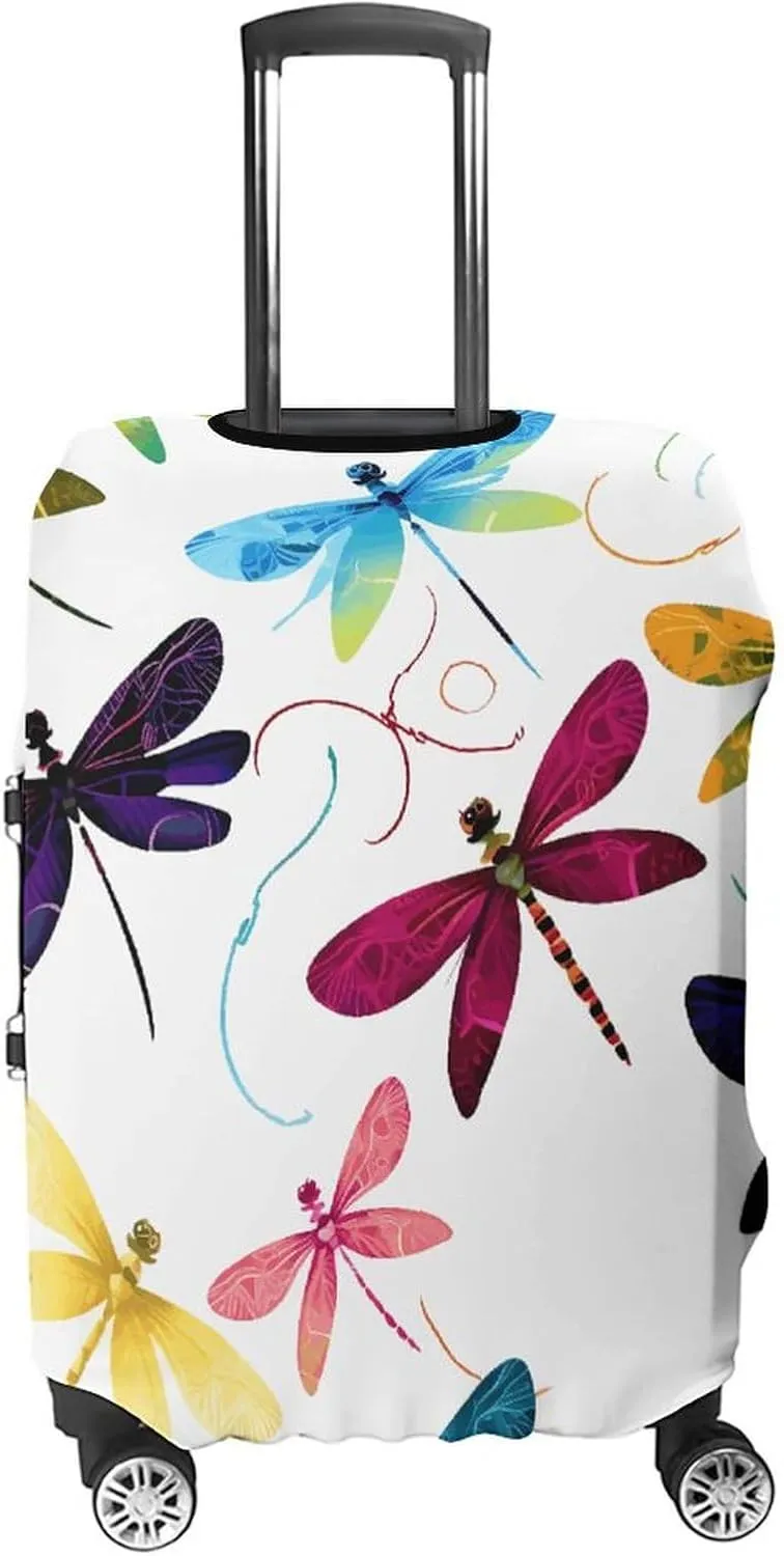 Suitcase Covers for Luggage Colorful Dragonfly Fashion Luggage Cover Washable Protector Waterproof Suitcase Cover Anti-scratch Travel Suitcases Covers Case for 19-32 Inch Luggages XL