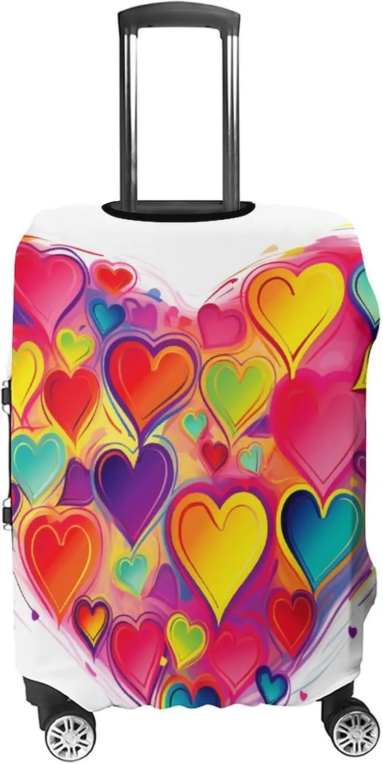 Suitcase Covers for Luggage Colourful Heart Fashion Luggage Cover Washable Protector Waterproof Suitcase Cover Anti-scratch Travel Suitcases Covers Case for 19-32 Inch Luggages S