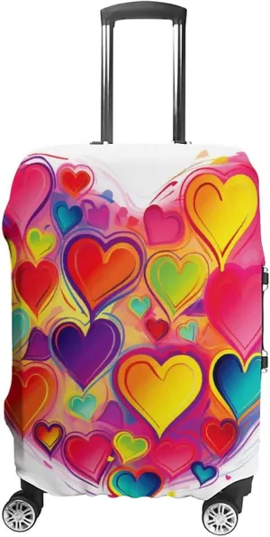 Suitcase Covers for Luggage Colourful Heart Fashion Luggage Cover Washable Protector Waterproof Suitcase Cover Anti-scratch Travel Suitcases Covers Case for 19-32 Inch Luggages S