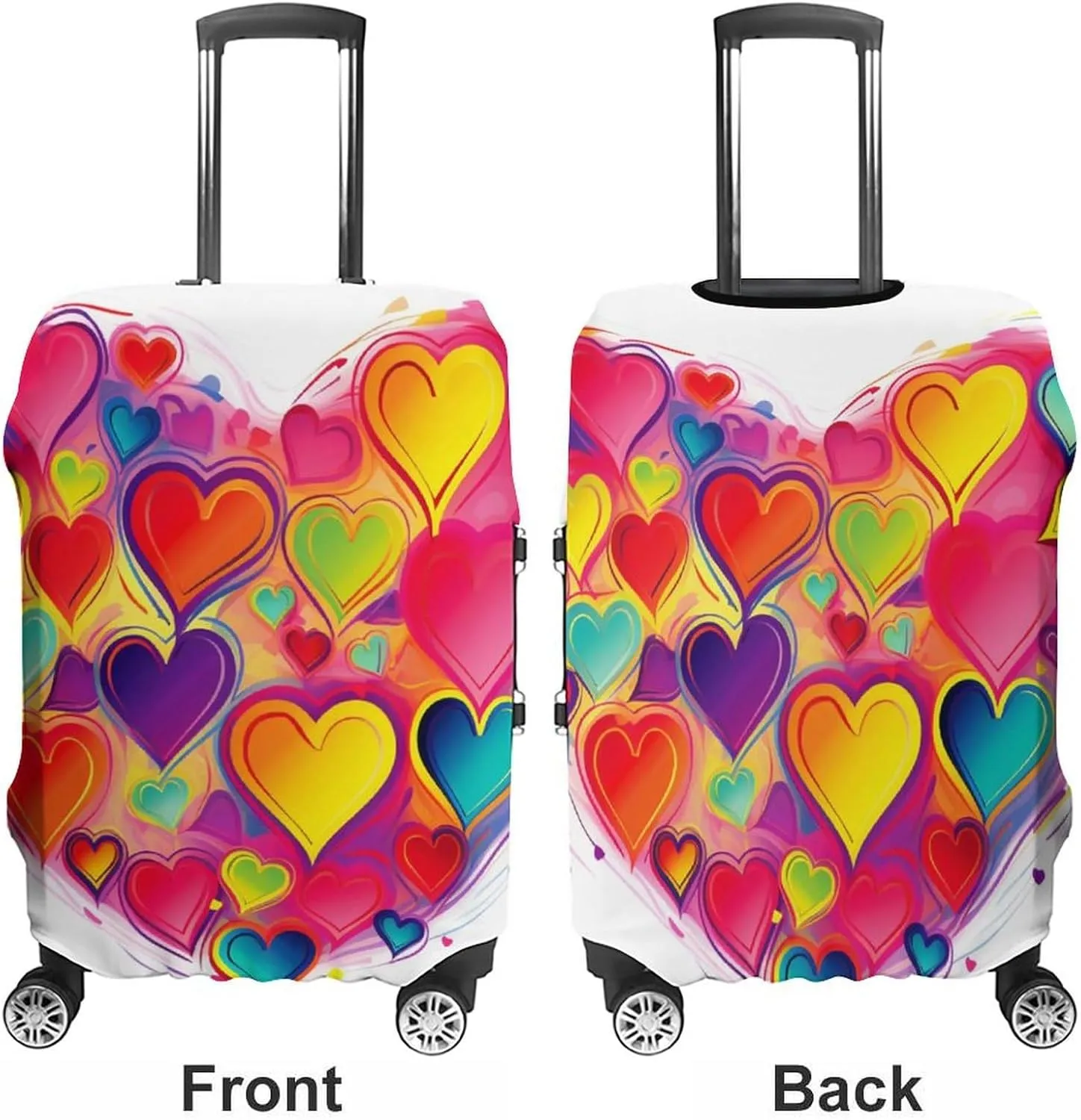 Suitcase Covers for Luggage Colourful Heart Fashion Luggage Cover Washable Protector Waterproof Suitcase Cover Anti-scratch Travel Suitcases Covers Case for 19-32 Inch Luggages S