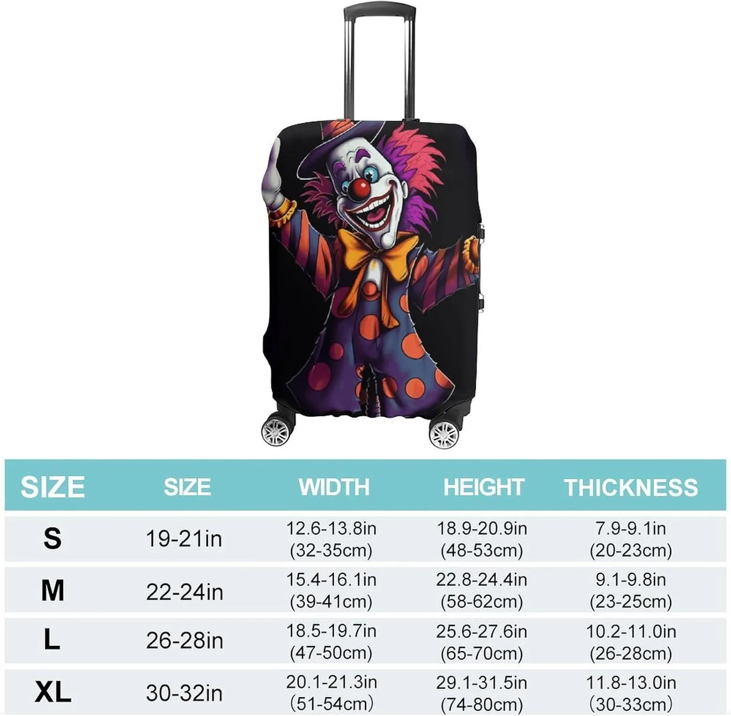 Suitcase Covers for Luggage Cute Cartoon Clown Fashion Luggage Cover Washable Protector Waterproof Suitcase Cover Anti-scratch Travel Suitcases Covers Case for 19-32 Inch Luggages M