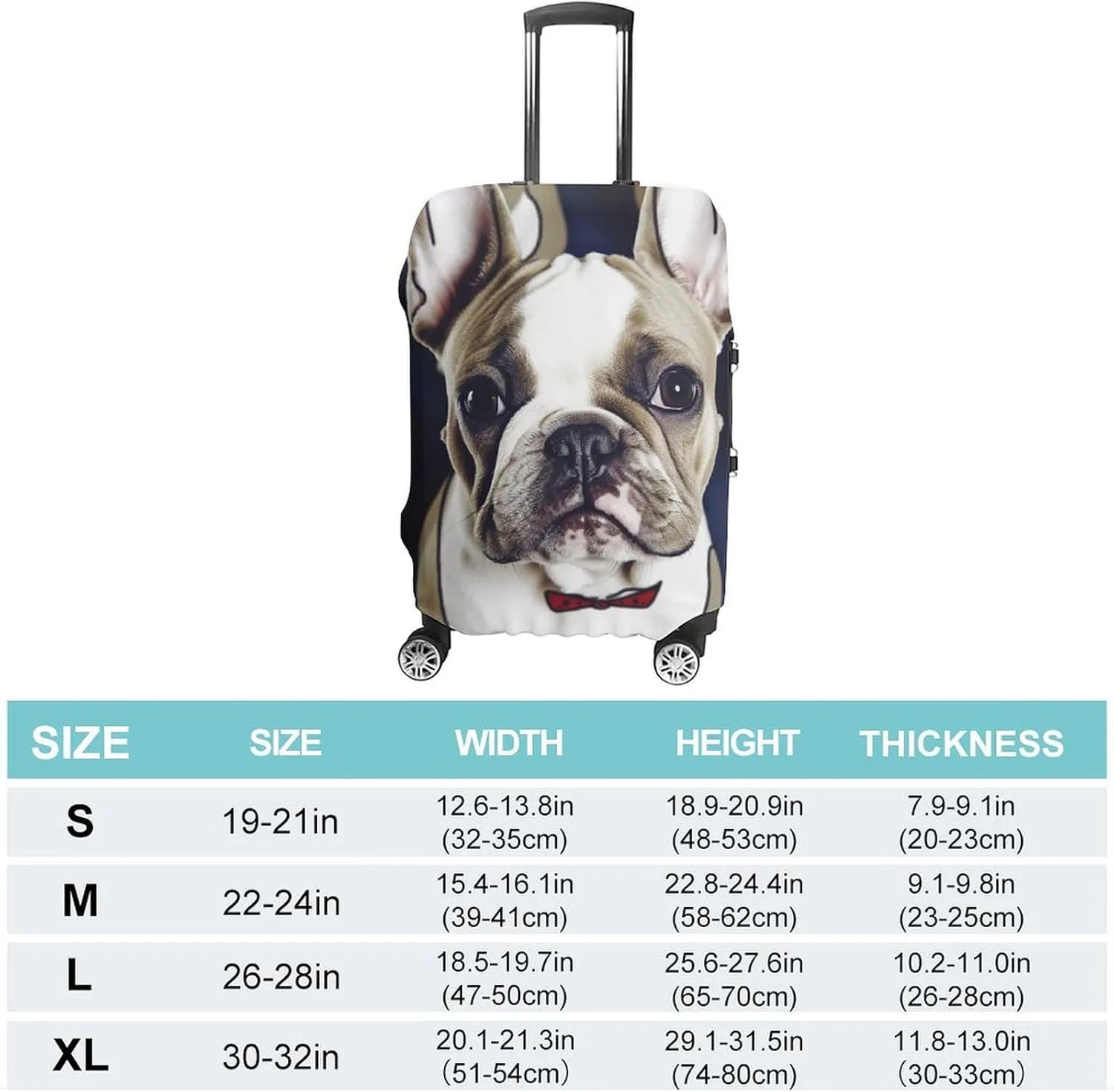 Suitcase Covers for Luggage Cute French Bulldog Fashion Luggage Cover Washable Protector Waterproof Suitcase Cover Anti-scratch Travel Suitcases Covers Case for 19-32 Inch Luggages M