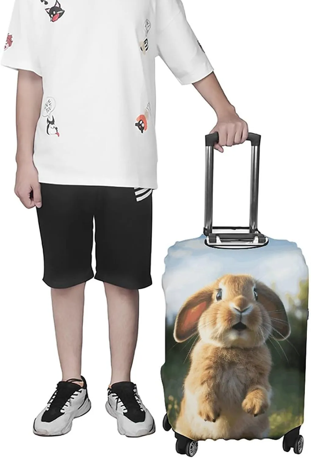 Suitcase Covers for Luggage Cute Funny Rabbit Fashion Luggage Cover Washable Protector Waterproof Suitcase Cover Anti-scratch Travel Suitcases Covers Case for 19-32 Inch Luggages M