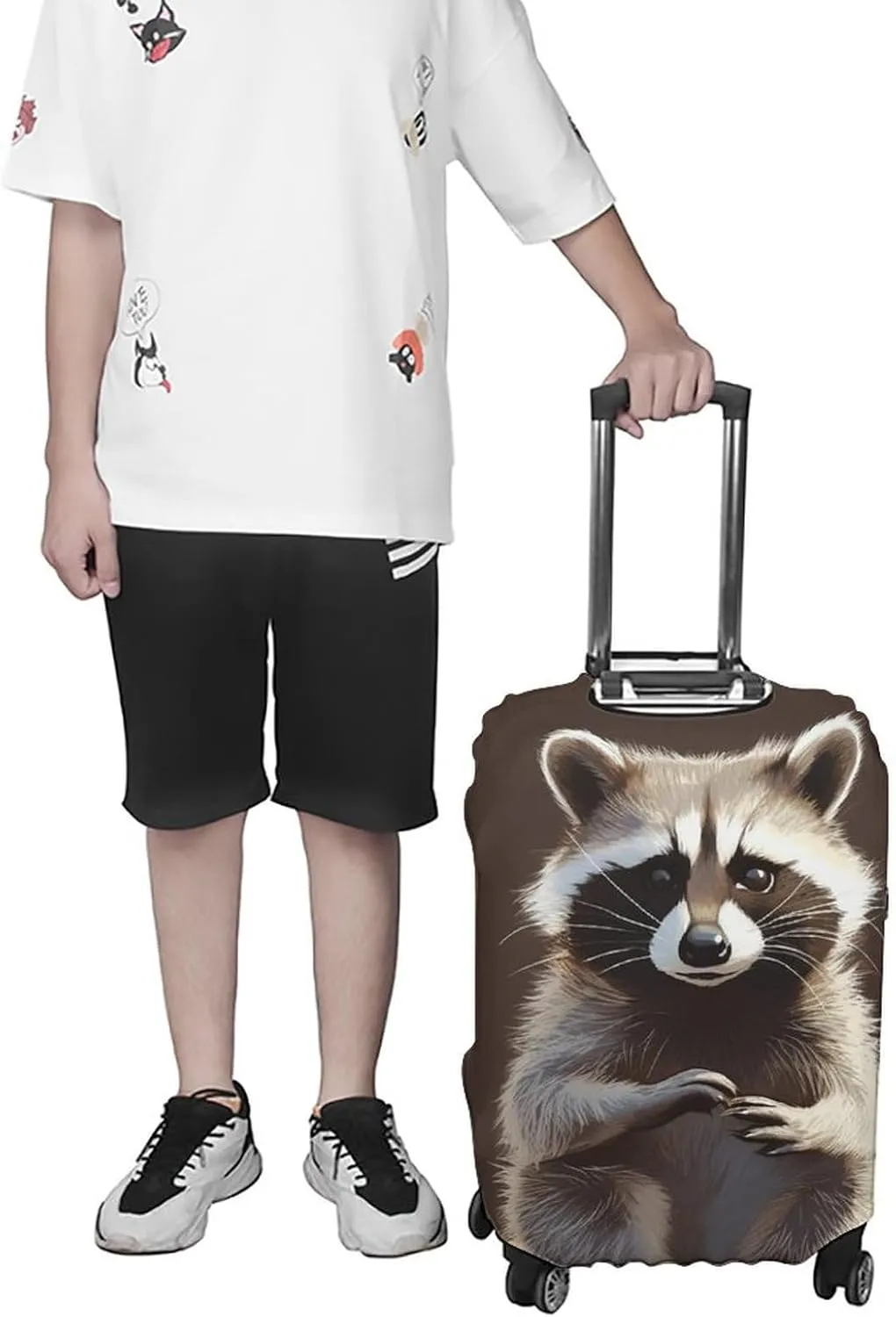 Suitcase Covers for Luggage Cute Raccoon Fashion Luggage Cover Washable Protector Waterproof Suitcase Cover Anti-scratch Travel Suitcases Covers Case for 19-32 Inch Luggages L