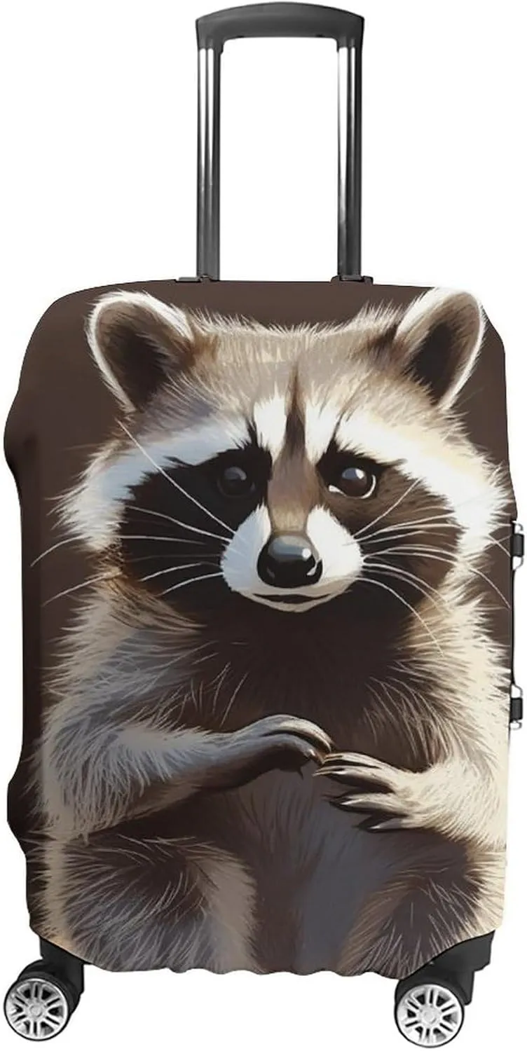 Suitcase Covers for Luggage Cute Raccoon Fashion Luggage Cover Washable Protector Waterproof Suitcase Cover Anti-scratch Travel Suitcases Covers Case for 19-32 Inch Luggages L