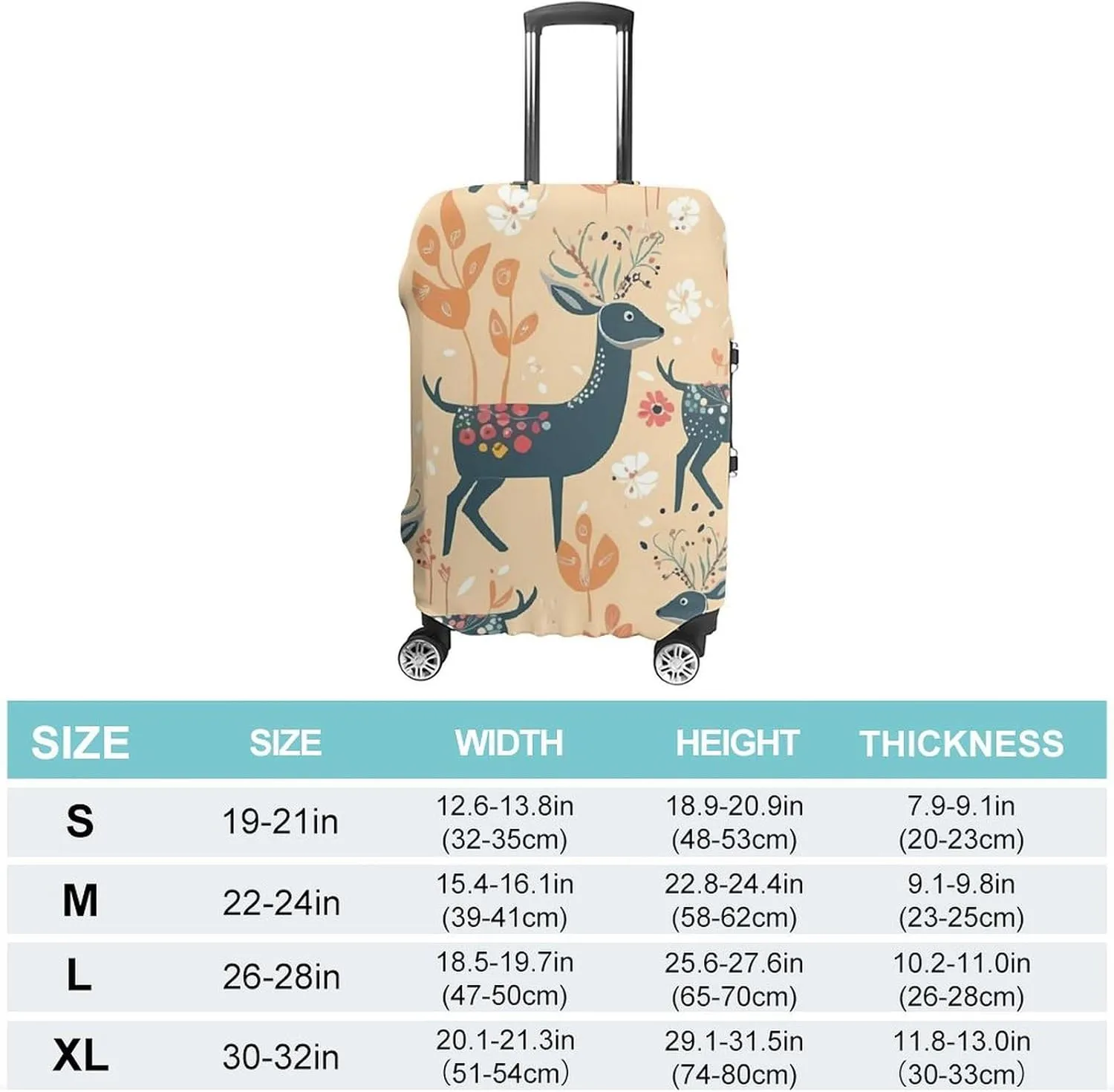 Suitcase Covers for Luggage Deer Pattern Fashion Luggage Cover Washable Protector Waterproof Suitcase Cover Anti-scratch Travel Suitcases Covers Case for 19-32 Inch Luggages L