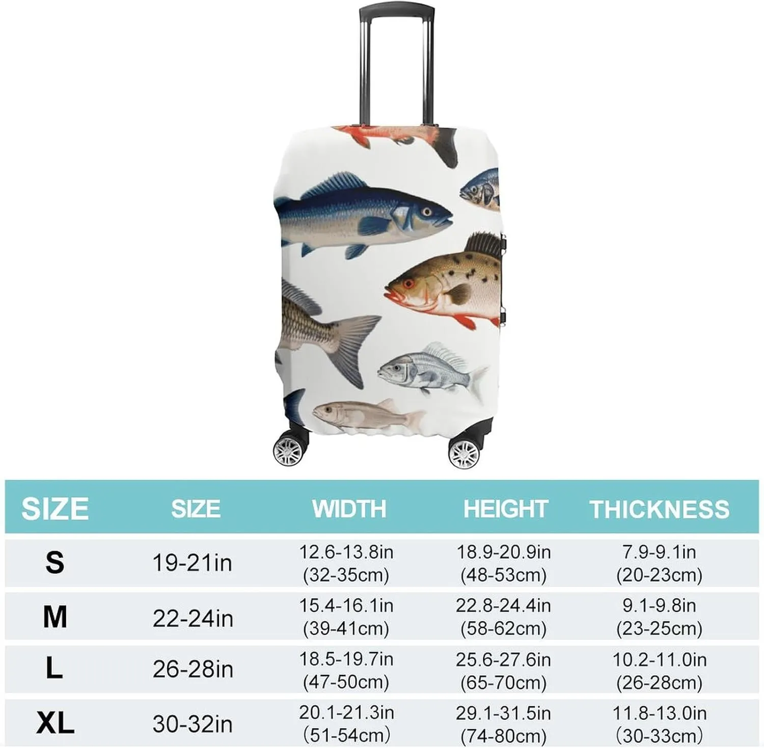 Suitcase Covers for Luggage Different Fish Fashion Luggage Cover Washable Protector Waterproof Suitcase Cover Anti-scratch Travel Suitcases Covers Case for 19-32 Inch Luggages XL