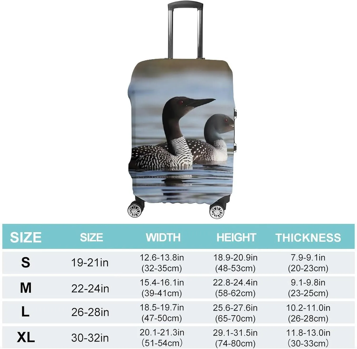 Suitcase Covers for Luggage Loon Birds Fashion Luggage Cover Washable Protector Waterproof Suitcase Cover Anti-scratch Travel Suitcases Covers Case for 19-32 Inch Luggages L