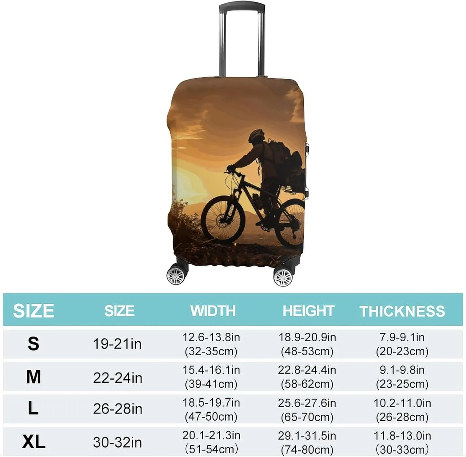Suitcase Covers for Luggage Mountain Bike in The Evening Fashion Luggage Cover Washable Protector Waterproof Suitcase Cover Anti-scratch Travel Suitcases Covers Case for 19-32 Inch Luggages M