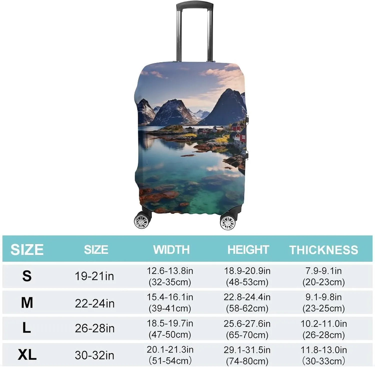 Suitcase Covers for Luggage Norway Islands Fashion Luggage Cover Washable Protector Waterproof Suitcase Cover Anti-scratch Travel Suitcases Covers Case for 19-32 Inch Luggages M