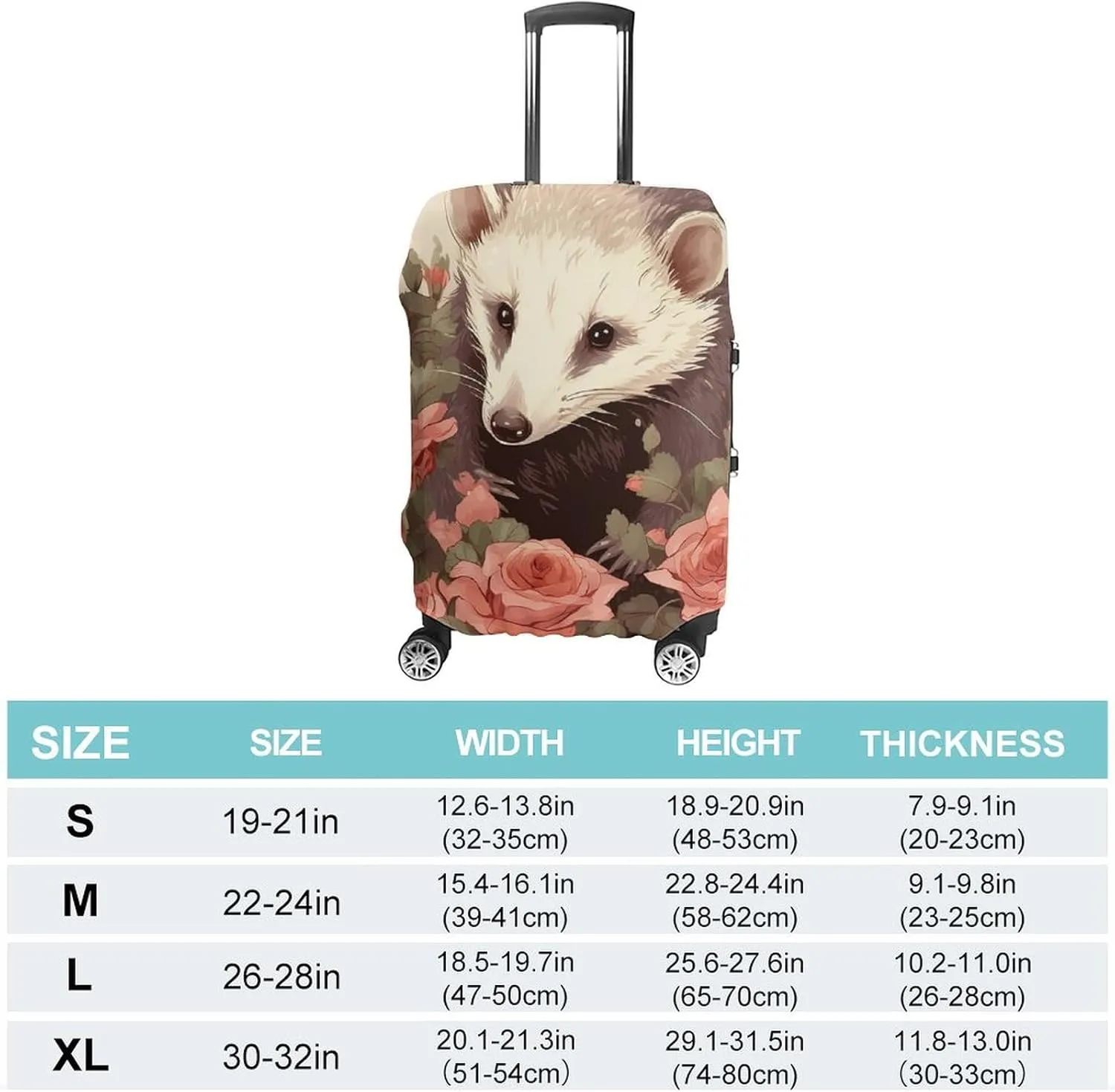 Suitcase Covers for Luggage Opossum And Roses Fashion Luggage Cover Washable Protector Waterproof Suitcase Cover Anti-scratch Travel Suitcases Covers Case for 19-32 Inch Luggages L