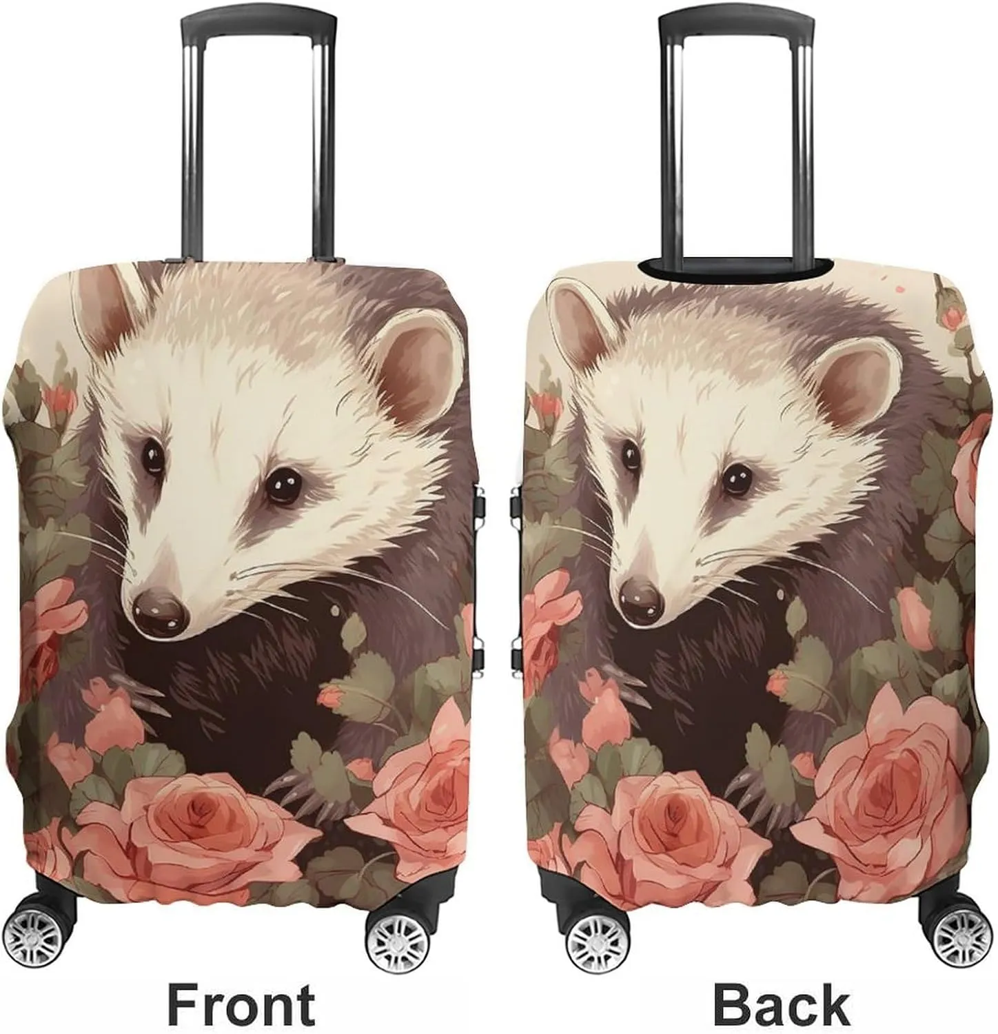Suitcase Covers for Luggage Opossum And Roses Fashion Luggage Cover Washable Protector Waterproof Suitcase Cover Anti-scratch Travel Suitcases Covers Case for 19-32 Inch Luggages L