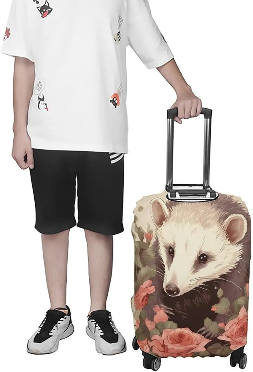 Suitcase Covers for Luggage Opossum And Roses Fashion Luggage Cover Washable Protector Waterproof Suitcase Cover Anti-scratch Travel Suitcases Covers Case for 19-32 Inch Luggages L