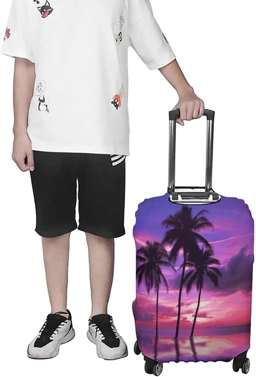 Suitcase Covers for Luggage Palm Tree Purple Sunset Fashion Luggage Cover Washable Protector Waterproof Suitcase Cover Anti-scratch Travel Suitcases Covers Case for 19-32 Inch Luggages S