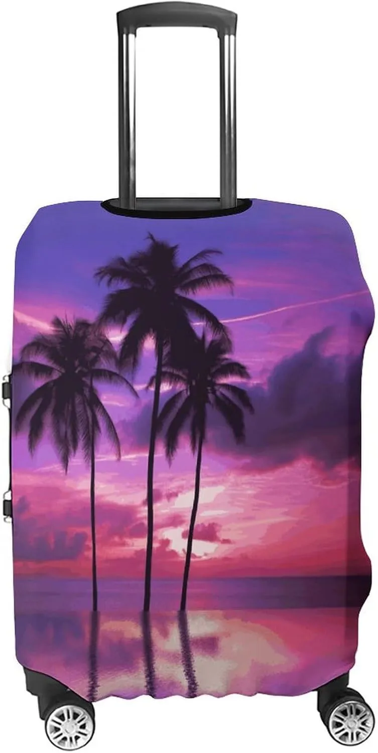 Suitcase Covers for Luggage Palm Tree Purple Sunset Fashion Luggage Cover Washable Protector Waterproof Suitcase Cover Anti-scratch Travel Suitcases Covers Case for 19-32 Inch Luggages S