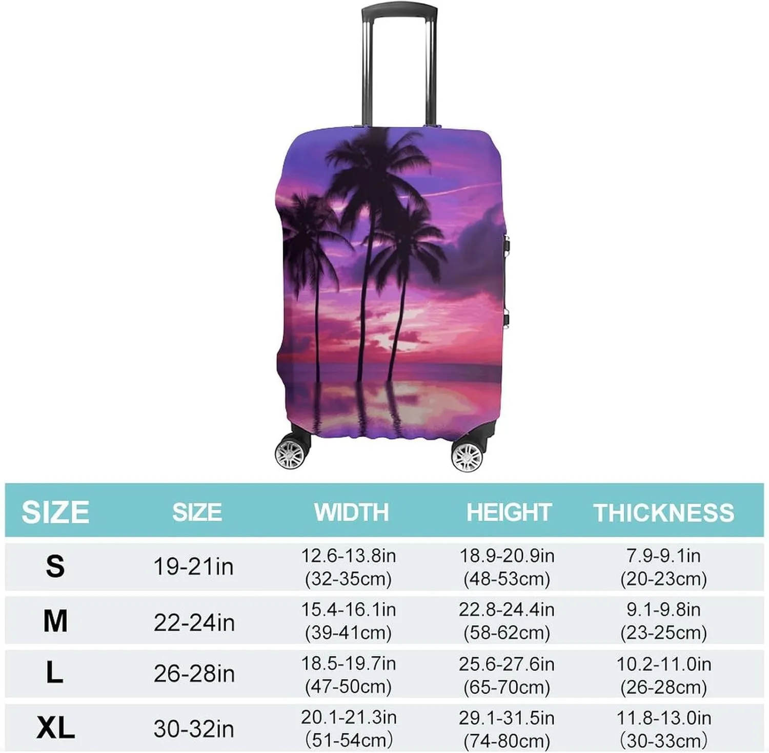 Suitcase Covers for Luggage Palm Tree Purple Sunset Fashion Luggage Cover Washable Protector Waterproof Suitcase Cover Anti-scratch Travel Suitcases Covers Case for 19-32 Inch Luggages S